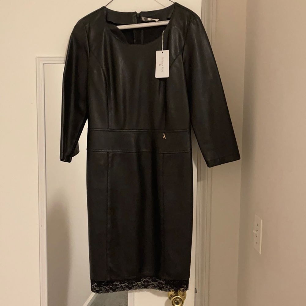 Black leather dress.